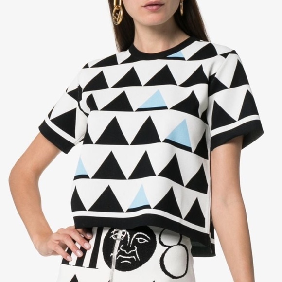 Rudi Gernreich Geometric Print Cropped T-Shirt - Picture 1 of 9